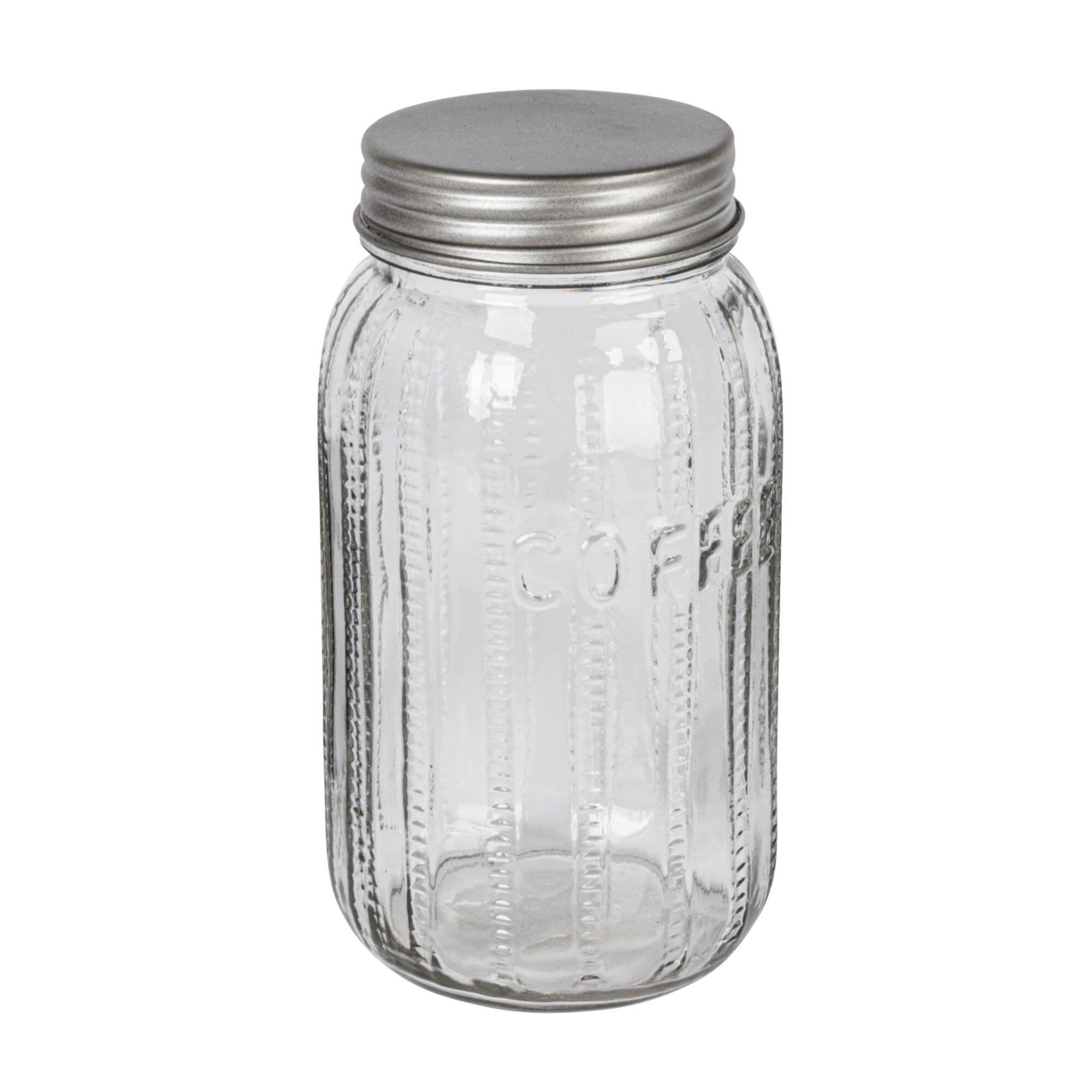 Hello Honey Coffee Embossed Glass Jar with Metal Lid